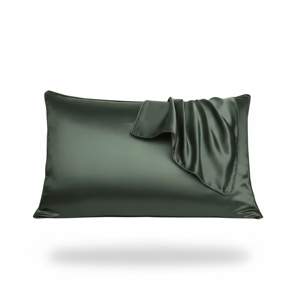 Dark Forest Green Silk Pillowcase