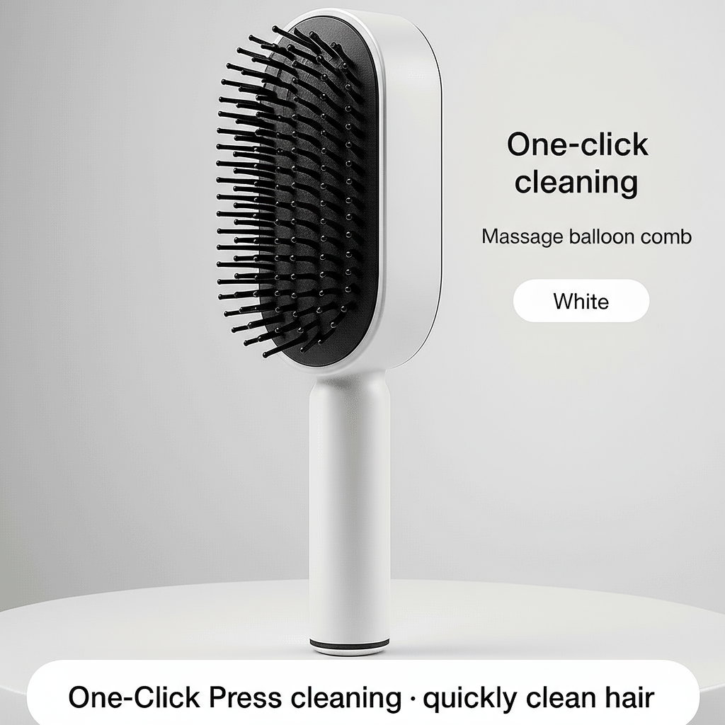 Self-Cleaning Hair Brush with 3D Air Cushion – Scalp Massage Comb for Pain-Free Detangling & Healthy Hair Growth - ChicstyleX