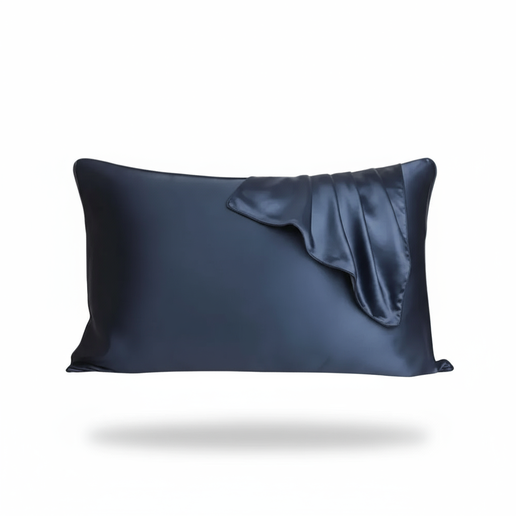 Navy Blue Silk Pillowcase