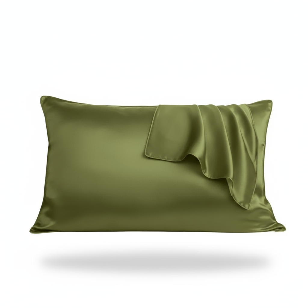 Olive Green Silk Pillowcase