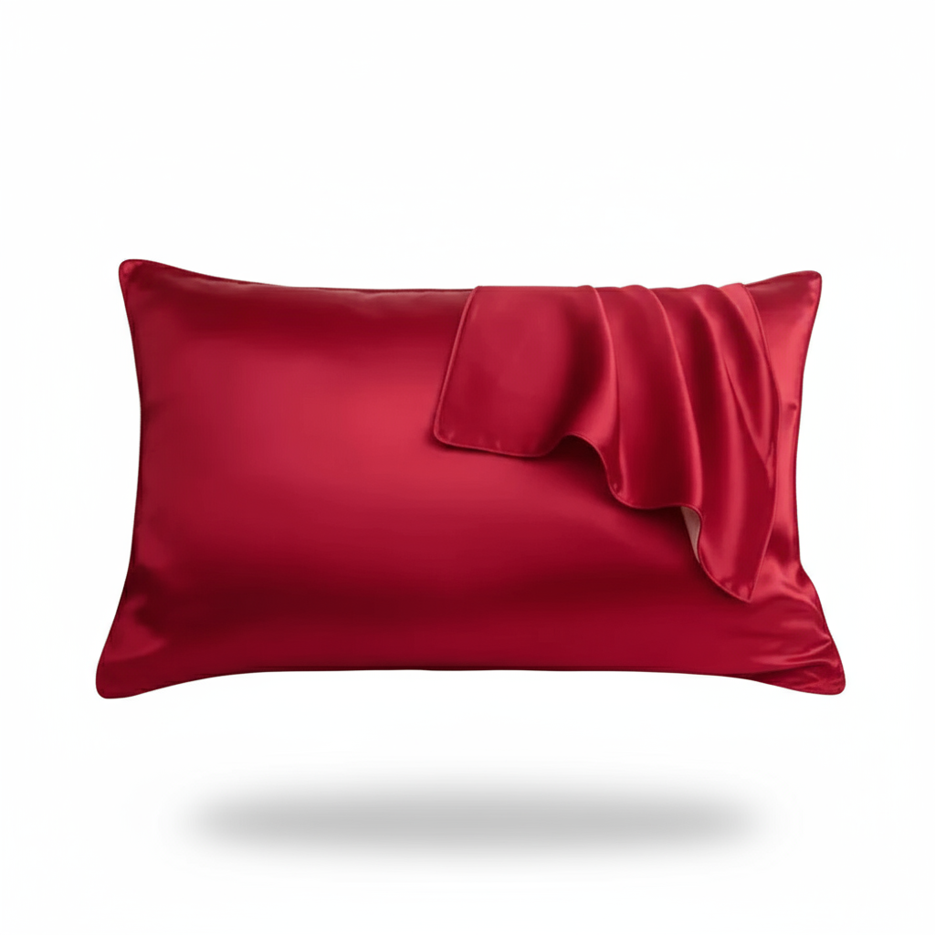 Vibrant Red Silk Pillowcase