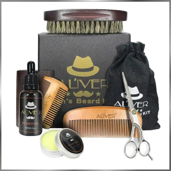 GlamLuxeX™ Premium Men’s Beard Grooming & Care Kit – 6-Piece Beard Set with Comb, Beard Balm, Cream, Oil & Natural Ingredients - ChicstyleX