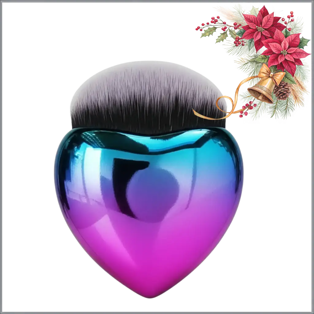 GlamLuxeX™ Heart-Shaped Makeup Brush – Flawless Foundation & Blush Applicator | Rose Gold & Blue Purple