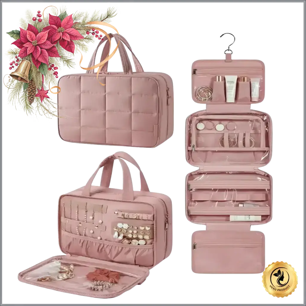 GlamLuxeX™ Waterproof Flannel Cosmetic Bag – Large-Capacity Travel Makeup Organizer