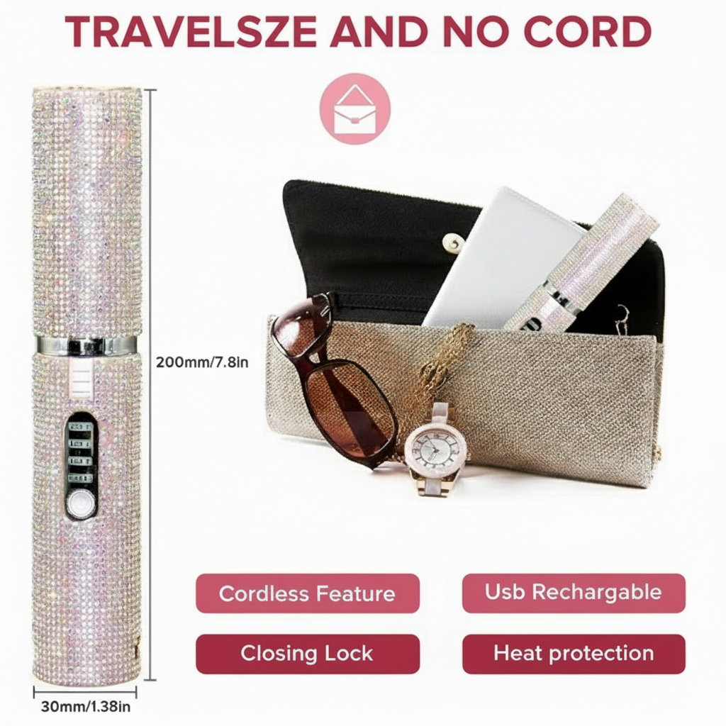 TressLock™ DiamondSilk 2-in-1 Cordless Hair Straightener & Curler – Ceramic Wireless Styling Tool for Smooth & Shiny Hair - ChicstyleX