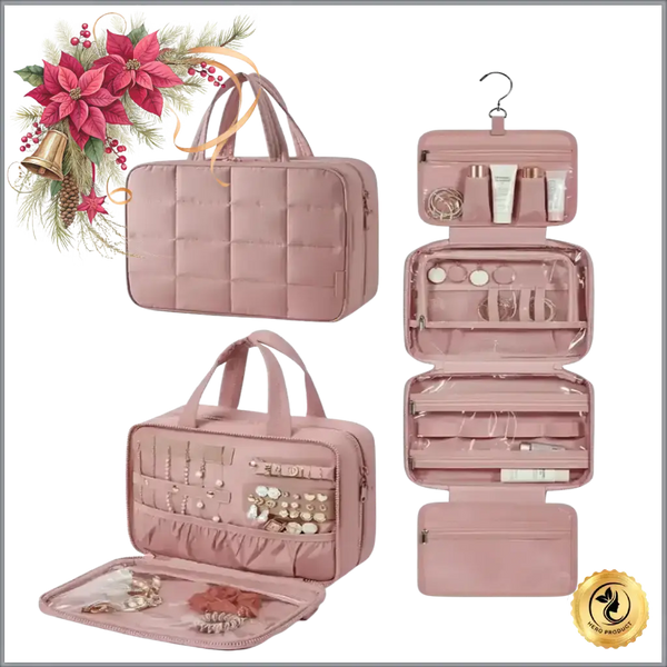 GlamLuxeX™ Waterproof Flannel Cosmetic Bag – Large-Capacity Travel Makeup Organizer