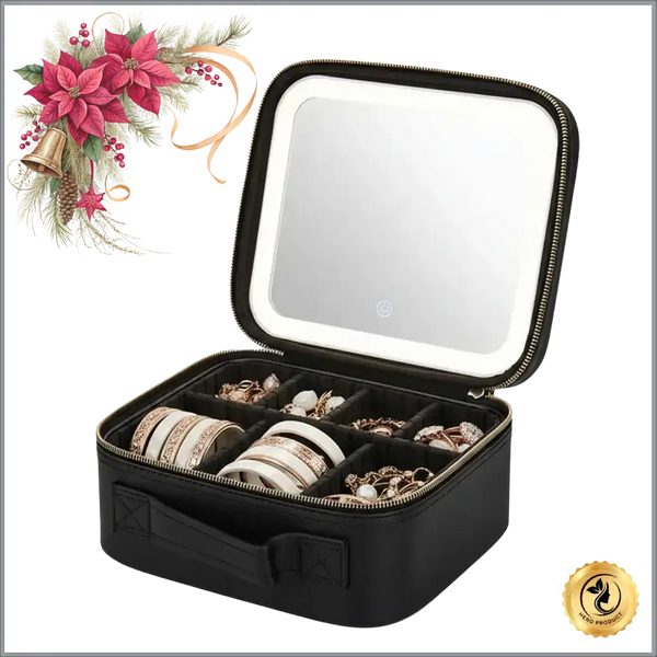 GlamLuxeX™ LumiGlow LED Vanity Bag – Portable Light-Up Makeup Organizer with Mirror