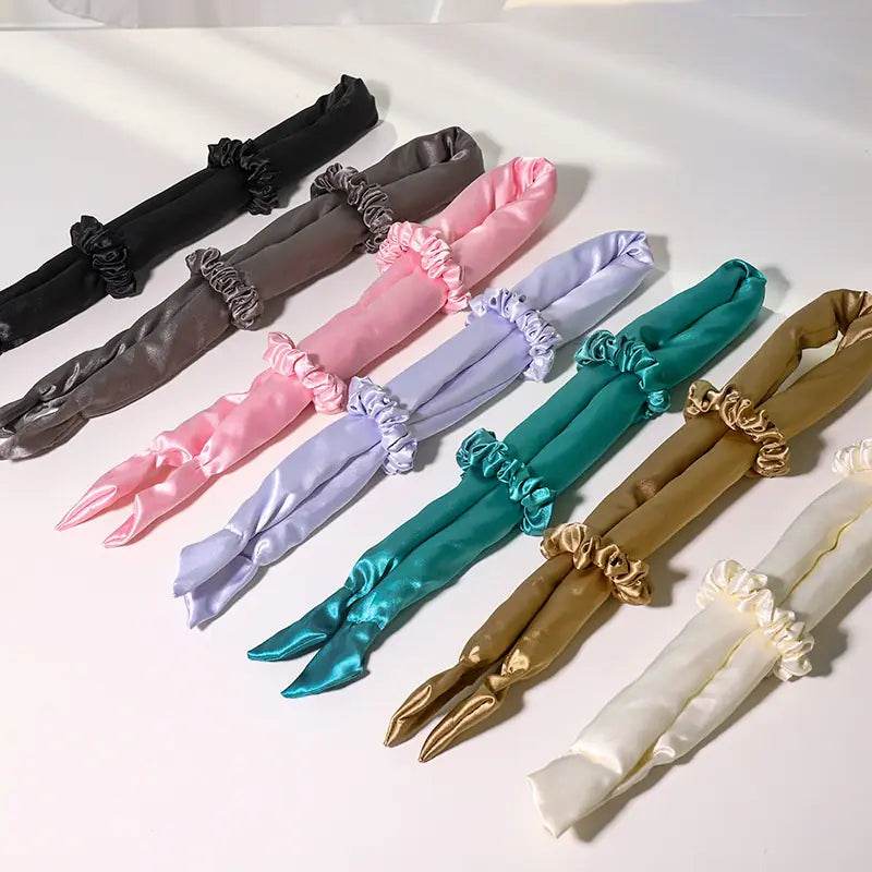 Heatless Satin Curling Rod Headband with Scrunchies – Big Wave Hair Roller for Effortless Curls - ChicstyleX