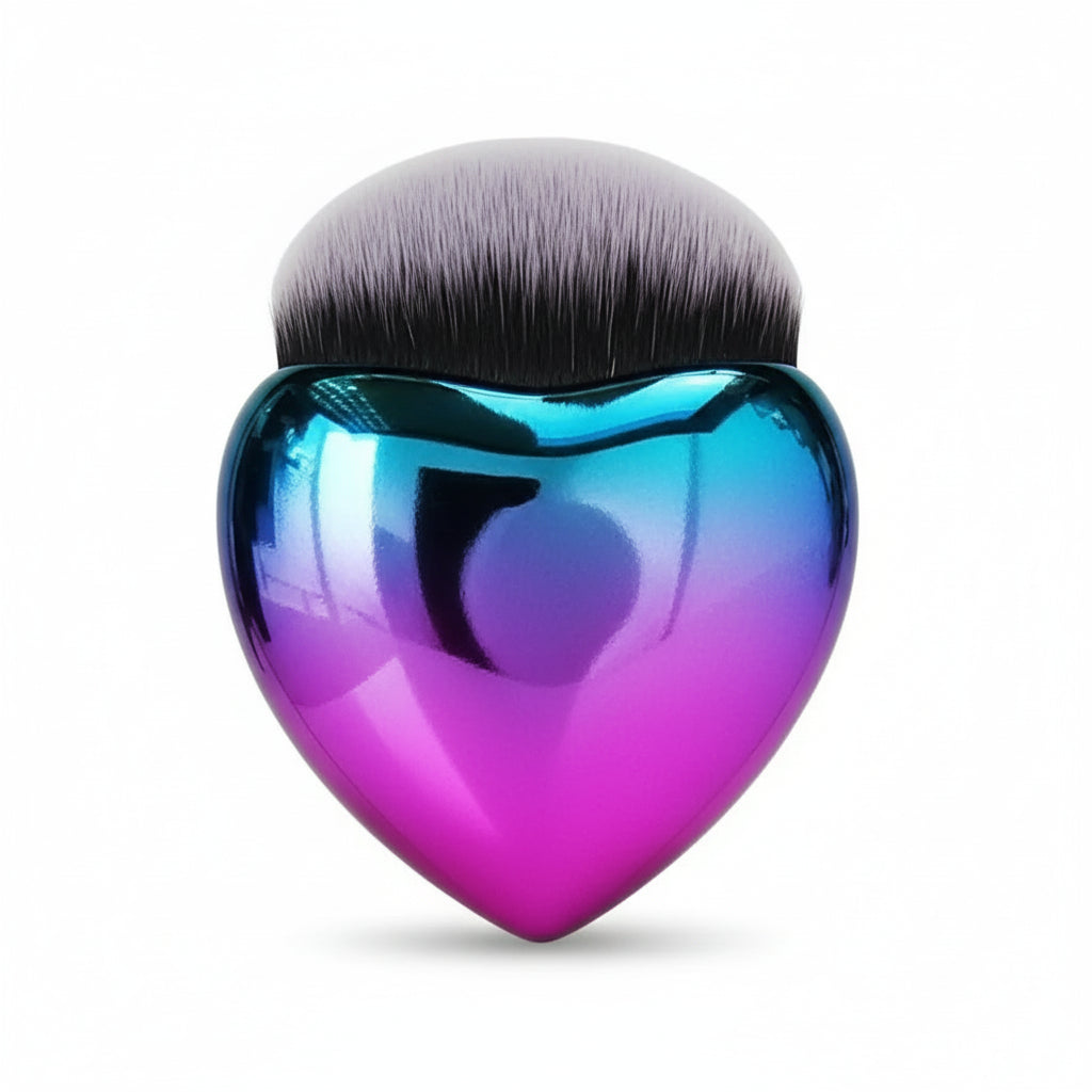 GlamLuxeX™ Heart-Shaped Makeup Brush – Flawless Foundation & Blush Applicator | Rose Gold & Blue Purple