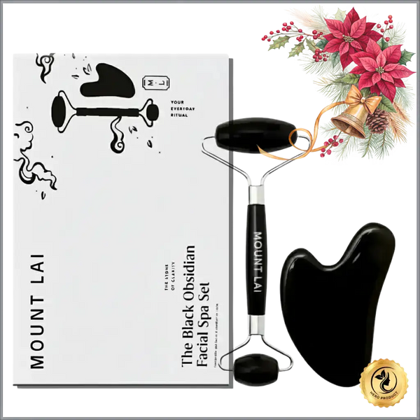 ChicSetX™ Obsidian Spa - Jade Face Roller & Gua Sha Set, Traditional Chinese Facial Massage Tools for Glowing, Sculpted Skin