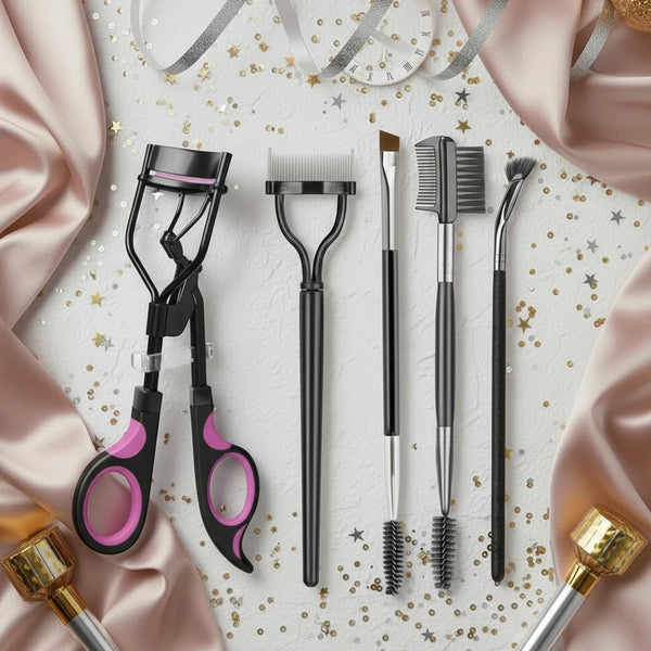 GlamLuxeX™ Professional Lash & Brow Makeup Tool Set with Eyelash Curler, Eyebrow Brushes & Precision Beauty Tools - ChicstyleX