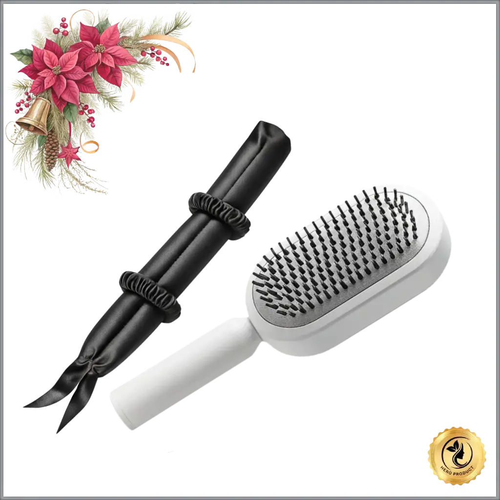 ChicSetX™ Luxe Locks Bundle | Heatless Satin Curling Rod + Self-Cleaning Hair Brush Bundle  Sets & Bundles ChicstyleX.