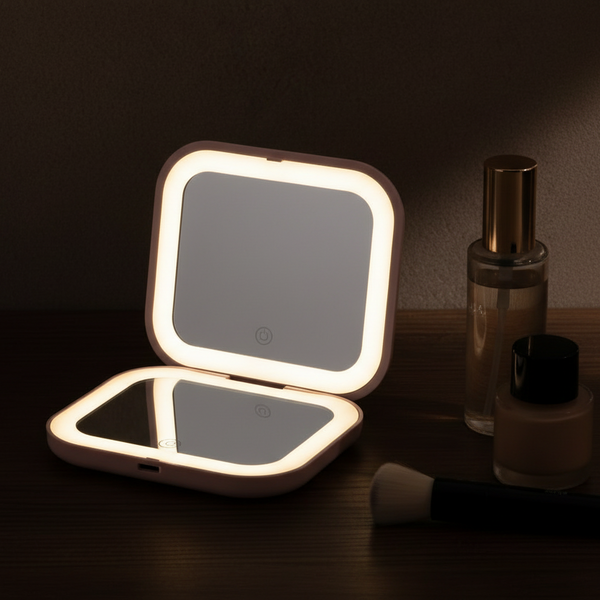 GlamLuxeX™ Compact LED Makeup Mirror – Portable Lighted Mirror with 1X/3X Magnification - ChicstyleX
