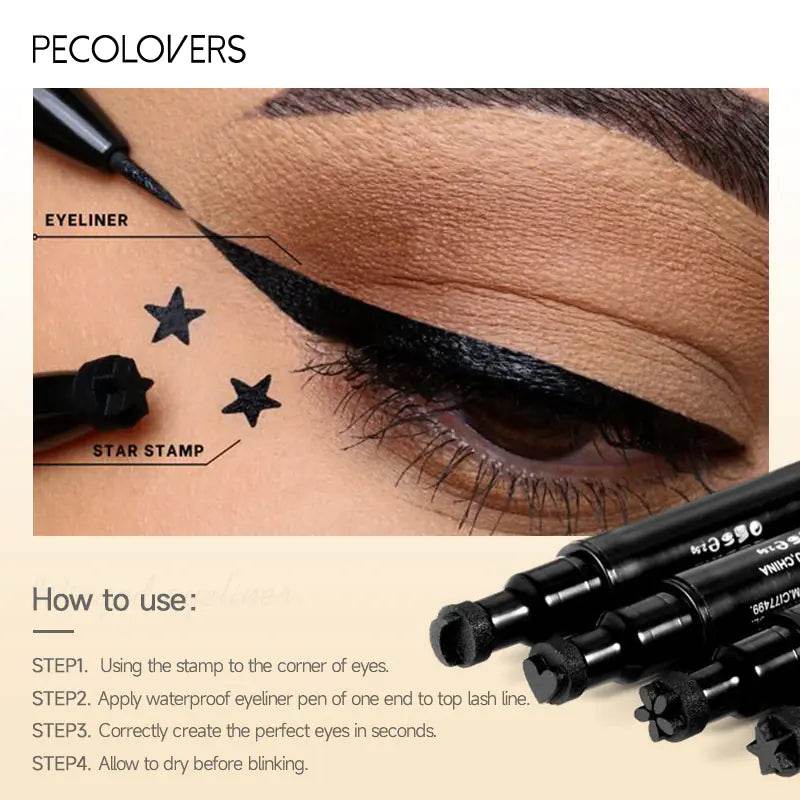 Double-Headed Star Stamp Liquid Eyeliner Pen – Waterproof, Smudge-Proof, Precision Wing & Creative Eye Makeup Tool - ChicstyleX