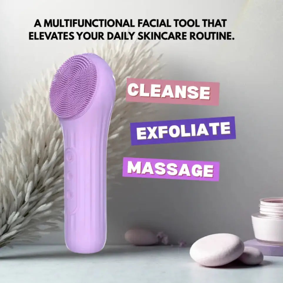 GlamLuxeX™ Electric Silicone Face Cleansing Brush – Multifunctional Facial Cleanser, Exfoliator & Massager, Waterproof with Magnetic Charging - ChicstyleX