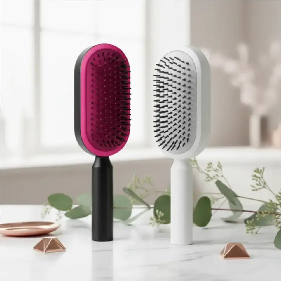 TressLockX™ Self-Cleaning Hair Brush with 3D Air Cushion – Scalp Massage Comb for Pain-Free Detangling & Healthy Hair Growth - ChicstyleX