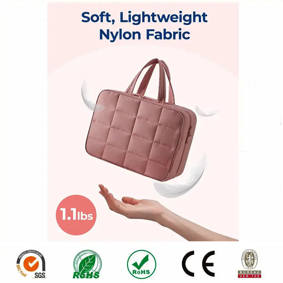 GlamLuxeX™ Waterproof Flannel Cosmetic Bag – Large-Capacity Travel Makeup Organizer - ChicstyleX