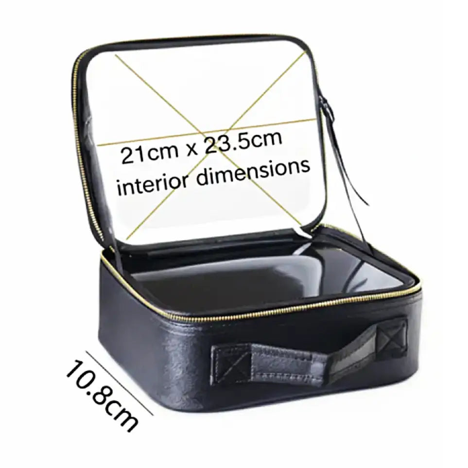 GlamLuxeX™ Lumiglow Golden + Aurora Luxury PU Makeup Bag Set, Travel Cosmetic Organizer Case for Women, Portable Beauty Storage Pouch - ChicstyleX