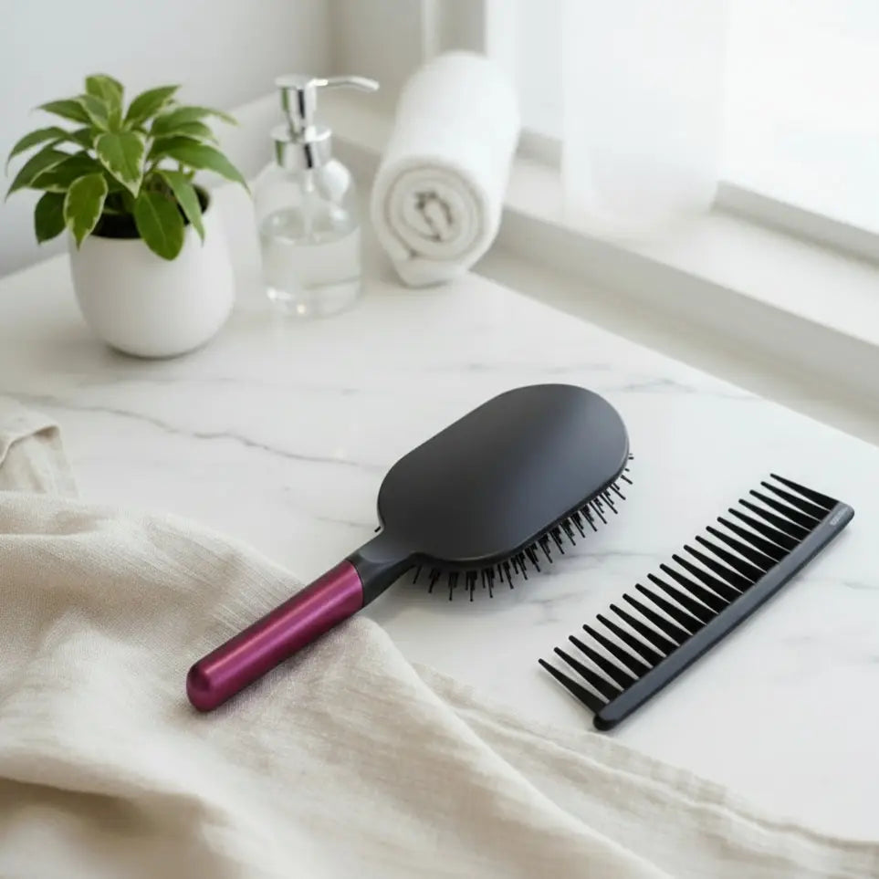 TressLockX™ Dyson-Style Air Cushion Massage Comb Set | Wide-Tooth Detangling & Scalp Massage Hair Brush for All Hair Types - ChicstyleX