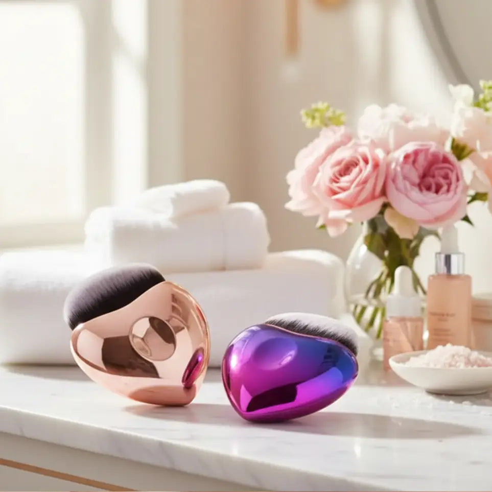 GlamLuxeX™ Heart-Shaped Makeup Brush – Flawless Foundation & Blush Applicator - ChicstyleX