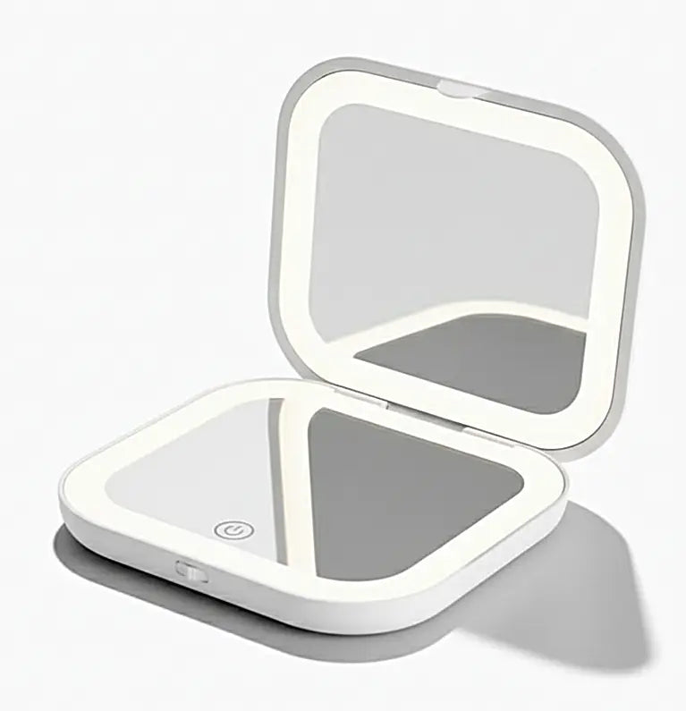 GlamLuxeX™ Compact LED Makeup Mirror – Portable Lighted Mirror with 1X/3X Magnification - ChicstyleX