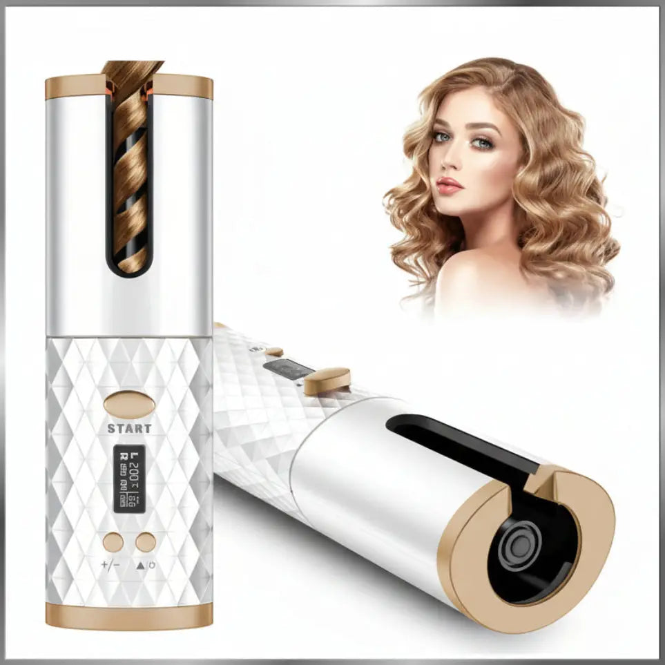 TressLock™ Portable Automatic Hair Curler – Cordless USB Rechargeable Ceramic Auto Rotating Curling Iron for Travel Waves & Curls - ChicstyleX