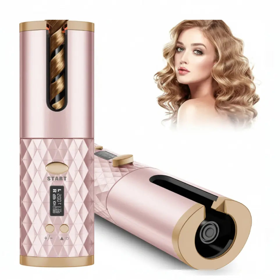 TressLock™ Portable Automatic Hair Curler – Cordless USB Rechargeable Ceramic Auto Rotating Curling Iron for Travel Waves & Curls - ChicstyleX