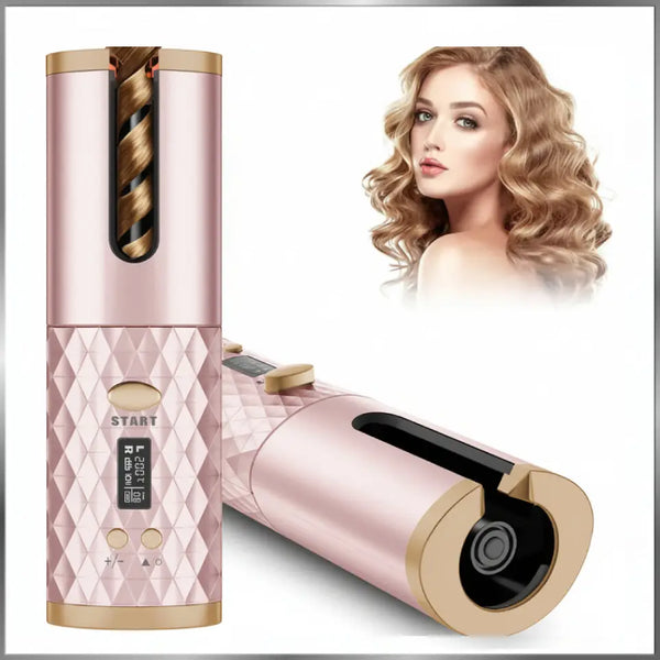 TressLock™ Portable Automatic Hair Curler – Cordless USB Rechargeable Ceramic Auto Rotating Curling Iron for Travel Waves & Curls - ChicstyleX