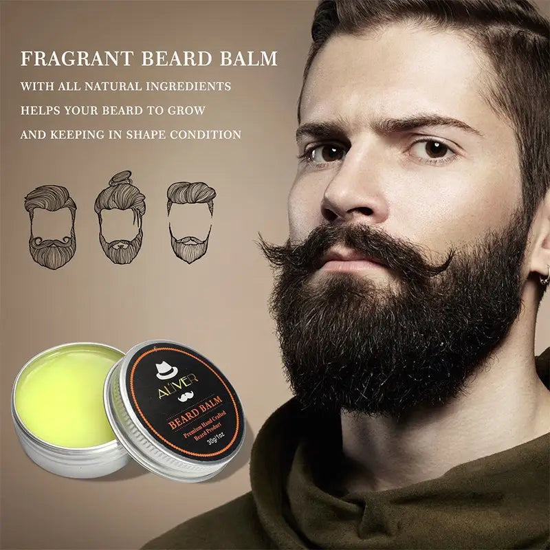 GlamLuxeX™ Premium Men’s Beard Grooming & Care Kit – 6-Piece Beard Set with Comb, Beard Balm, Cream, Oil & Natural Ingredients