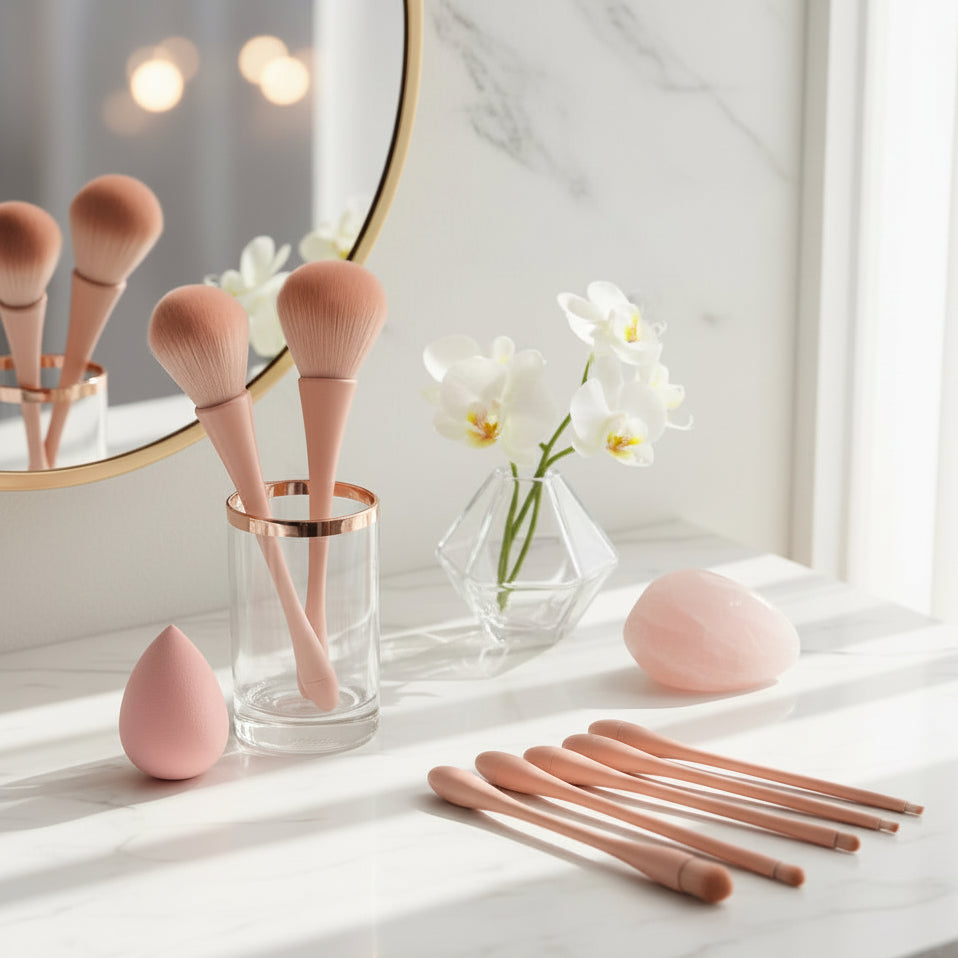 GlamLuxeX™ 10-Piece Pink Makeup Brush Set – Premium Nylon Bristles | Flawless Blending & Soft Application - ChicstyleX