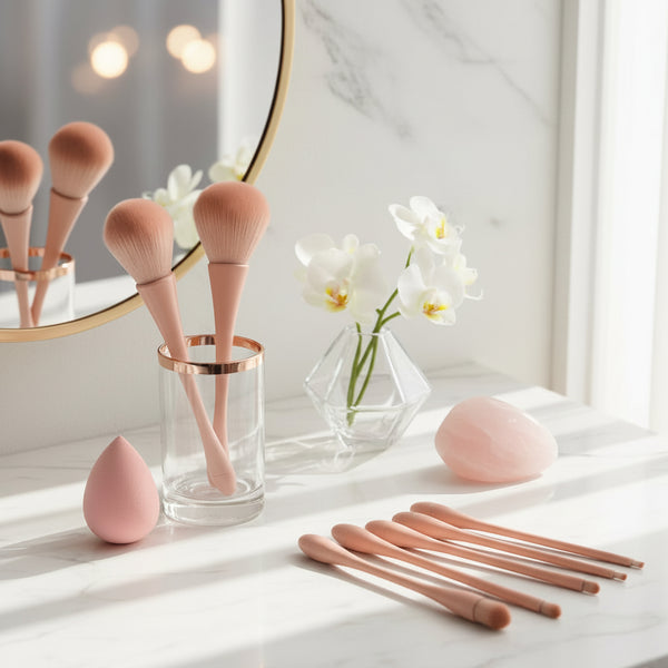 GlamLuxeX™ 10-Piece Pink Makeup Brush Set – Premium Nylon Bristles | Flawless Blending & Soft Application - ChicstyleX