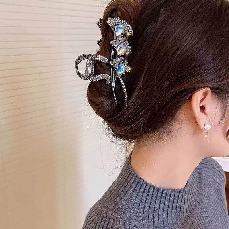 Rose Floral Butterfly Hair Claw Clip with Tassel – Chic Hair Accessory for Women - ChicstyleX