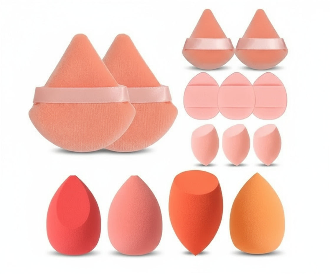 ChicSetX™ HydroBlend Hydrophilic Polyurethane Makeup Sponge Set – Round Bottle Kit (14 Pcs)  Sets & Bundles ChicstyleX.