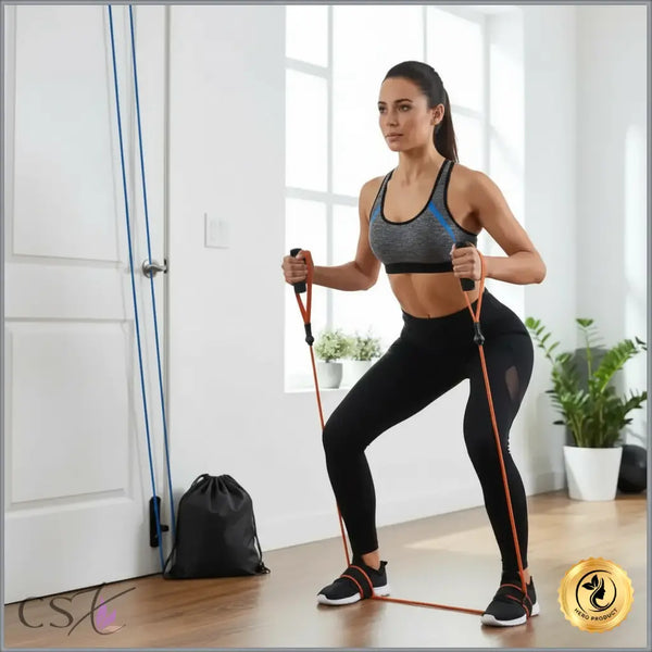 CoreVibeX™ Adjustable Resistance Bands Set – 6 Colored Latex Bands with Handles, Ankle Straps, Door Anchors & Carry Bag for Full-Body Workouts