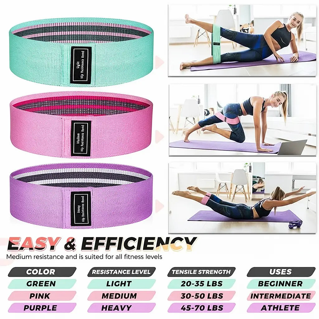 CoreVibeX™ Fabric Resistance Bands – Premium Elastic Fitness Bands for Glutes, Yoga & Strength Training - ChicstyleX