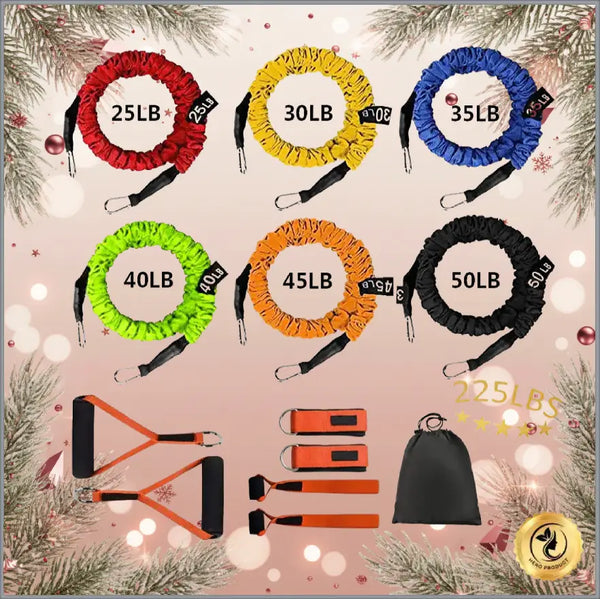 CoreVibeX™ Adjustable Resistance Bands Set – 6 Colored Latex Bands with Handles, Ankle Straps, Door Anchors & Carry Bag for Full-Body Workouts