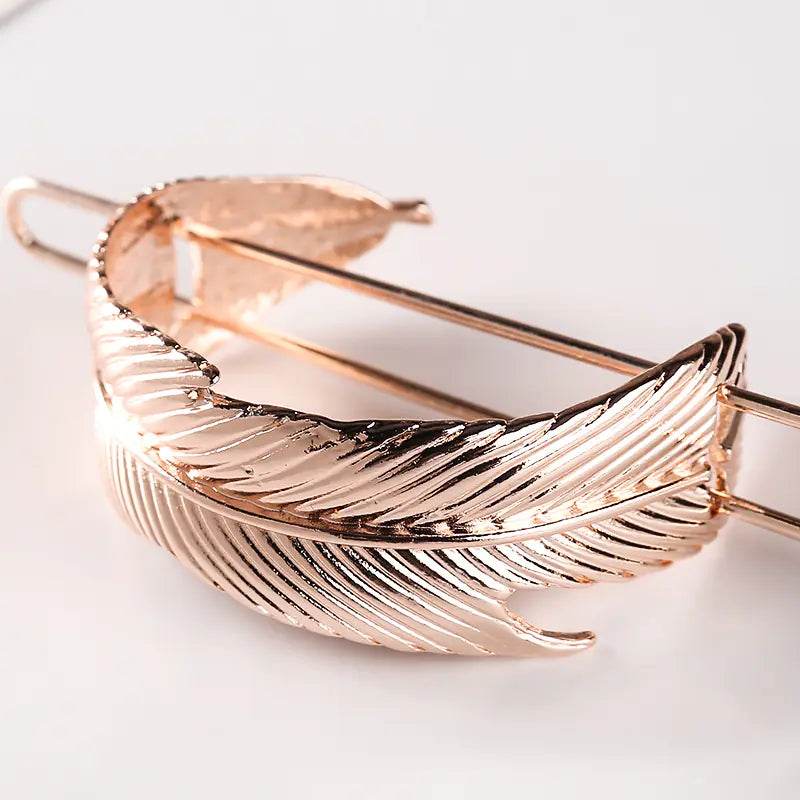 Luxury Metal Feather Hairpin & Crown – Elegant Hair Clip Accessory - ChicstyleX