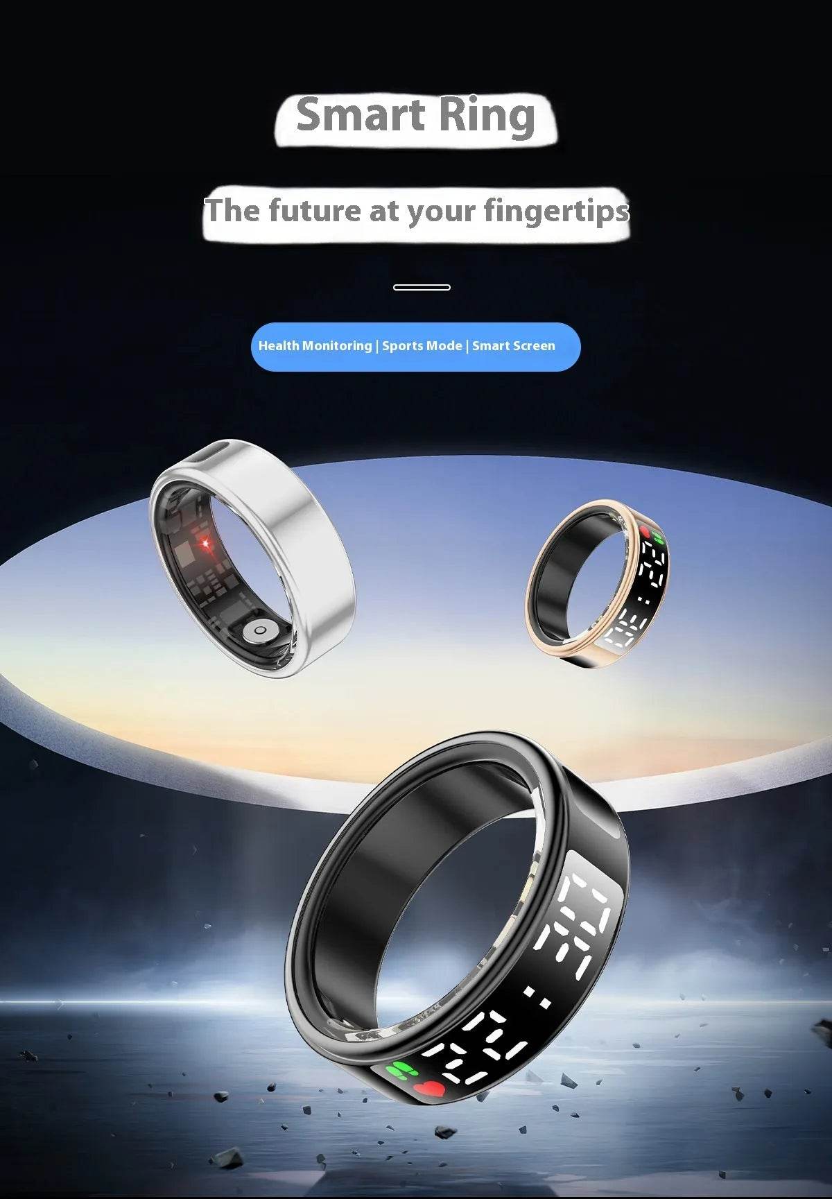 Smart Touchscreen Ring – Flip Design Health Tracker with Gesture Control & Wearable Tech - ChicstyleX