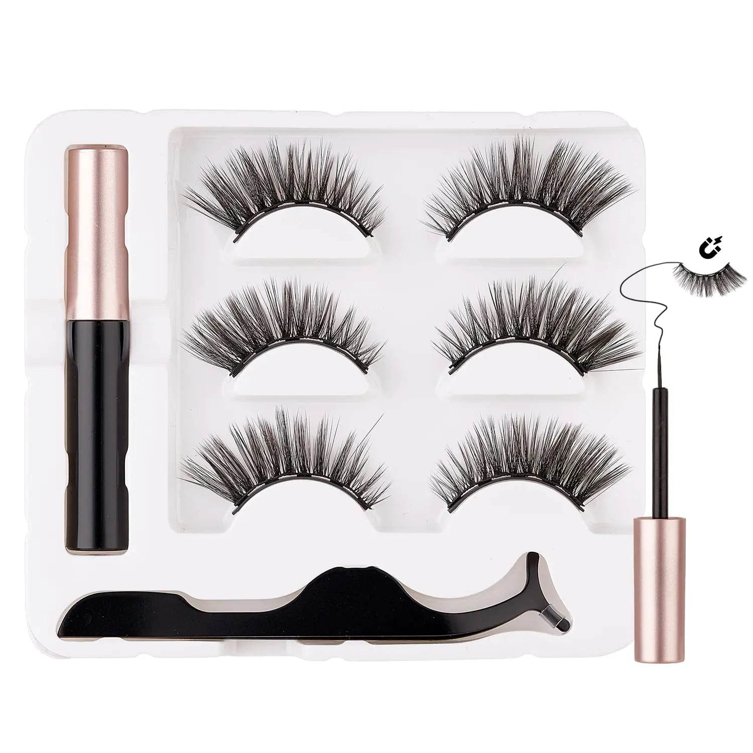 Cat Eyes Magnetic Eyelashes & Eyeliner Kit – Reusable Winged Lashes, Natural Look - ChicstyleX