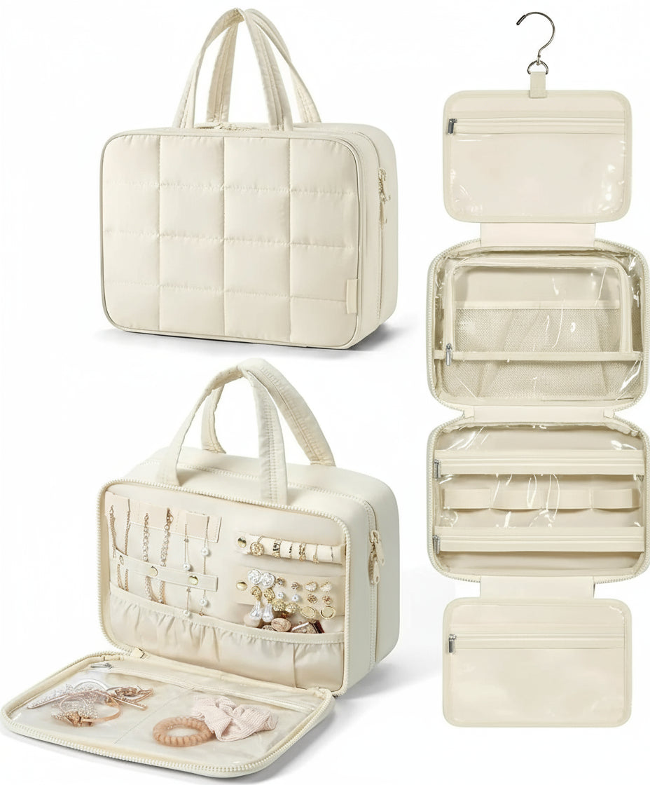 glamluxe makeup bag beige