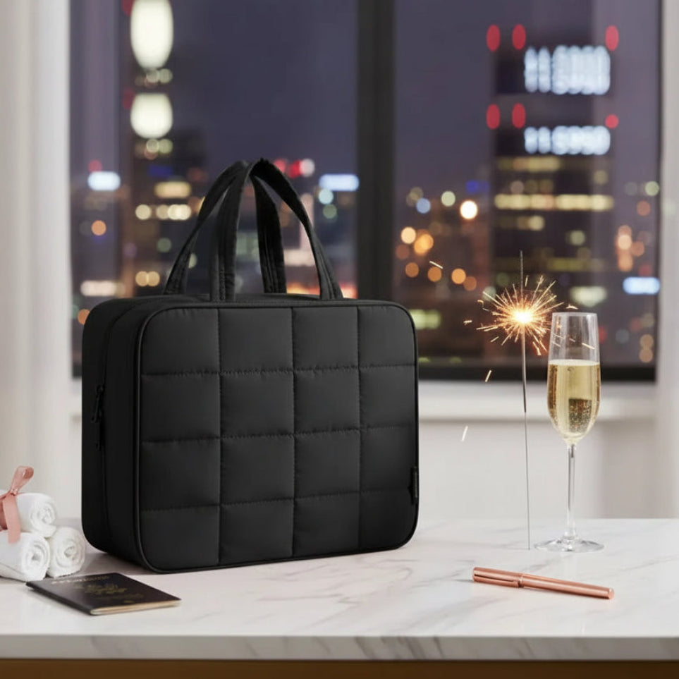 GlamLuxeX™ Waterproof Flannel Cosmetic Bag – Large-Capacity Travel Makeup Organizer - ChicstyleX