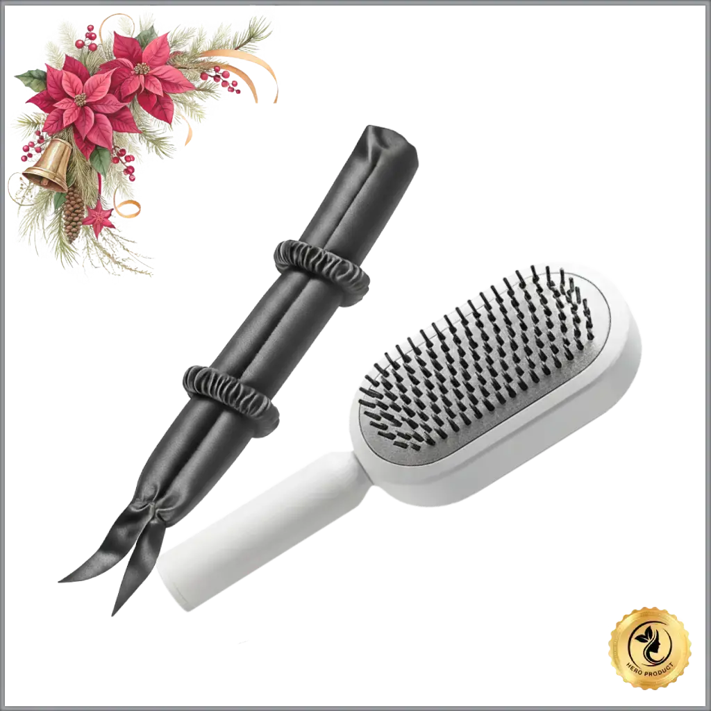 ChicSetX™ Luxe Locks Bundle | Heatless Satin Curling Rod + Self-Cleaning Hair Brush Bundle  Sets & Bundles ChicstyleX.
