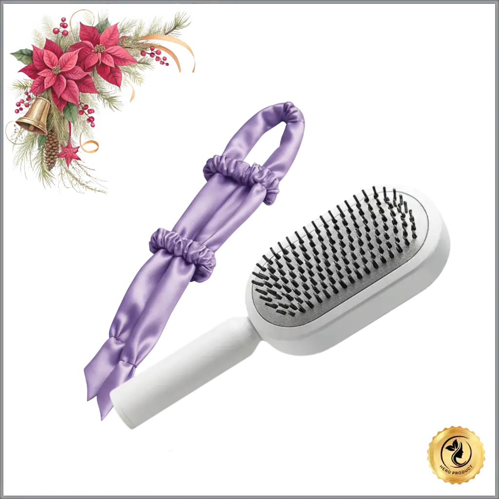 ChicSetX™ Luxe Locks Bundle | Heatless Satin Curling Rod + Self-Cleaning Hair Brush Bundle  Sets & Bundles ChicstyleX.