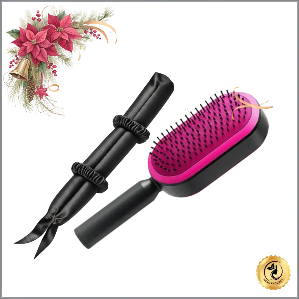 ChicSetX™ Luxe Locks Bundle | Heatless Satin Curling Rod + Self-Cleaning Hair Brush Bundle  Sets & Bundles ChicstyleX.