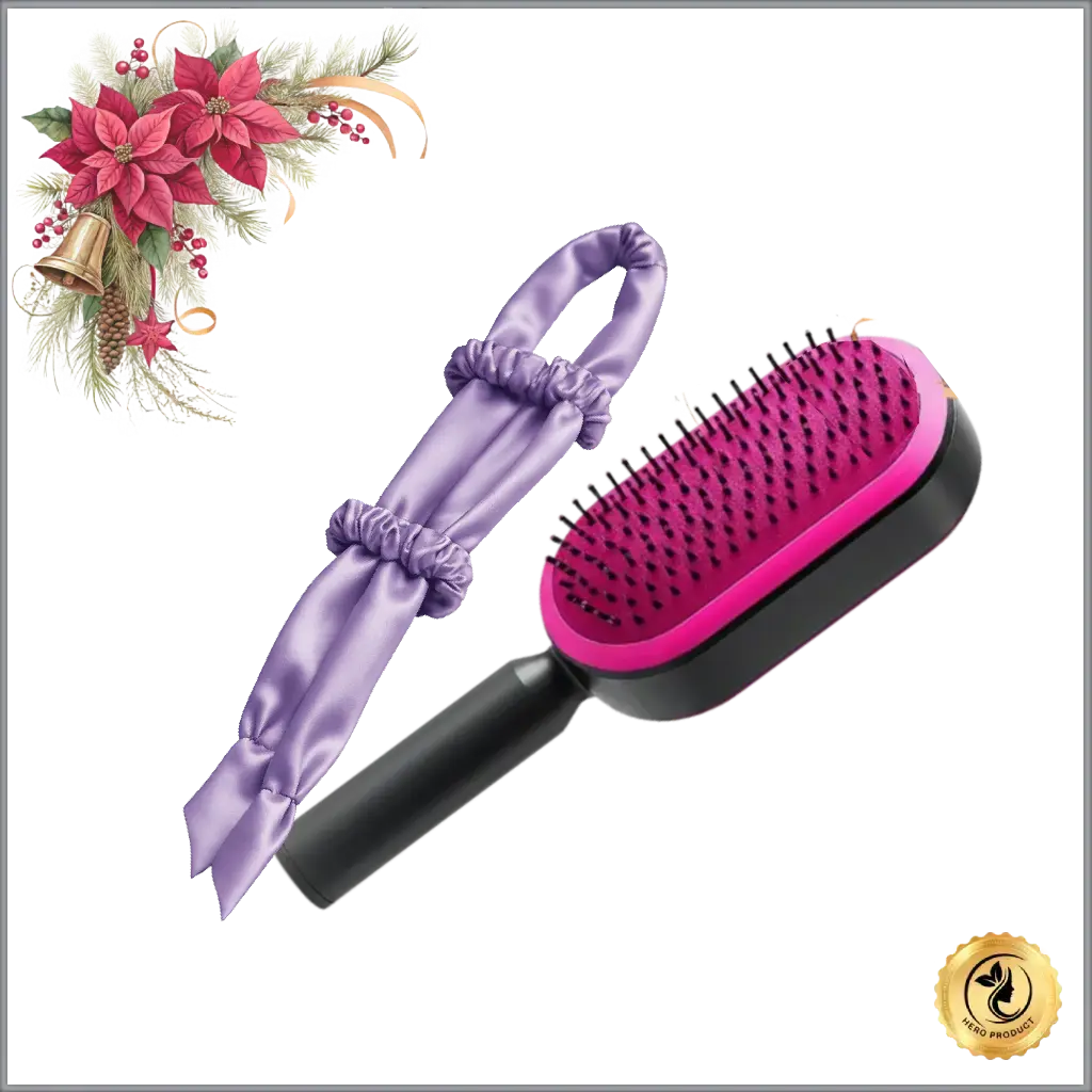 ChicSetX™ Luxe Locks Bundle | Heatless Satin Curling Rod + Self-Cleaning Hair Brush Bundle  Sets & Bundles ChicstyleX.