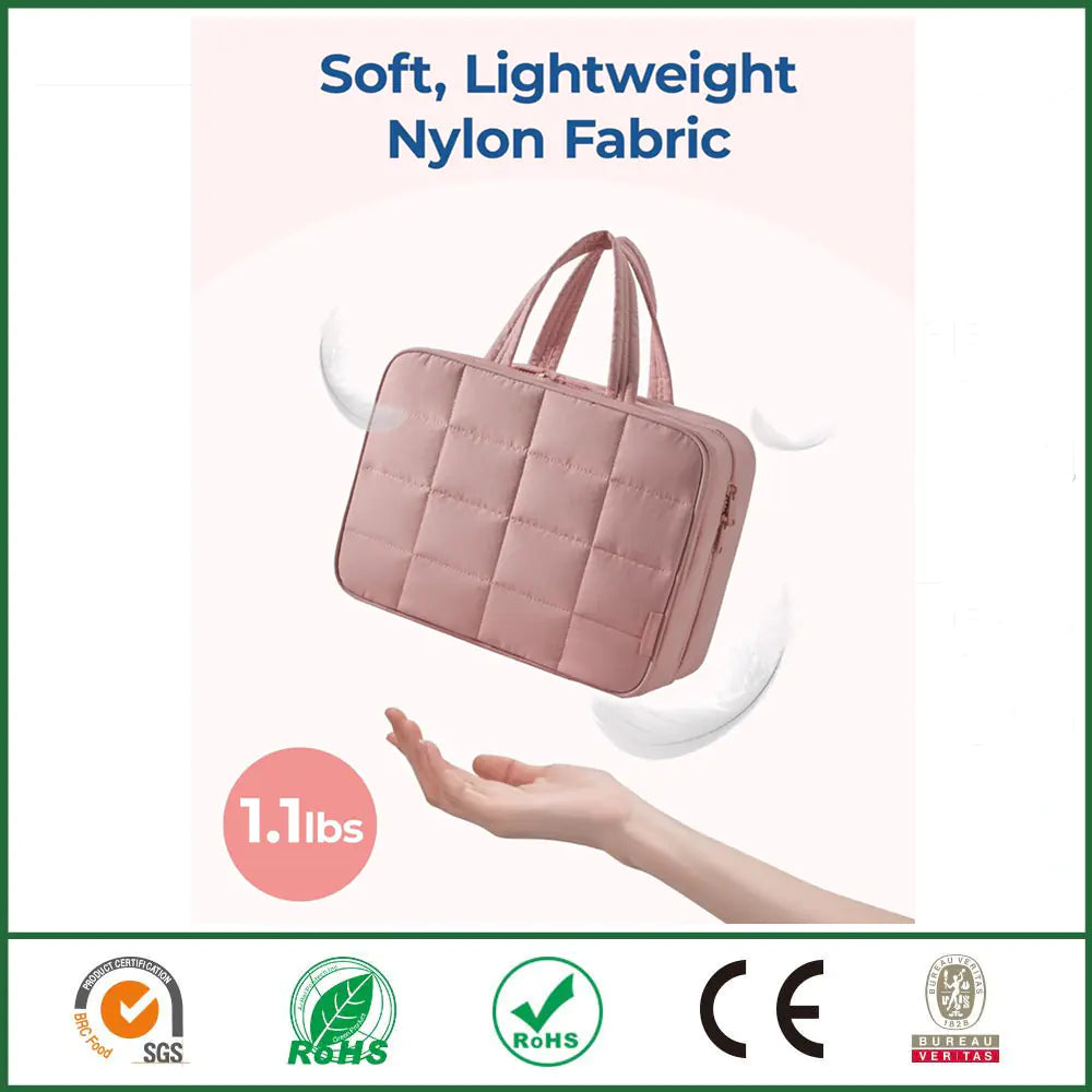 GlamLuxeX™ Waterproof Flannel Cosmetic Bag – Large-Capacity Travel Makeup Organizer