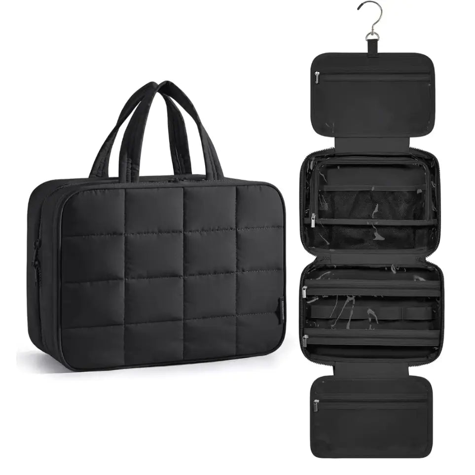 GlamLuxeX™ Waterproof Flannel Cosmetic Bag – Large-Capacity Travel Makeup Organizer - ChicstyleX