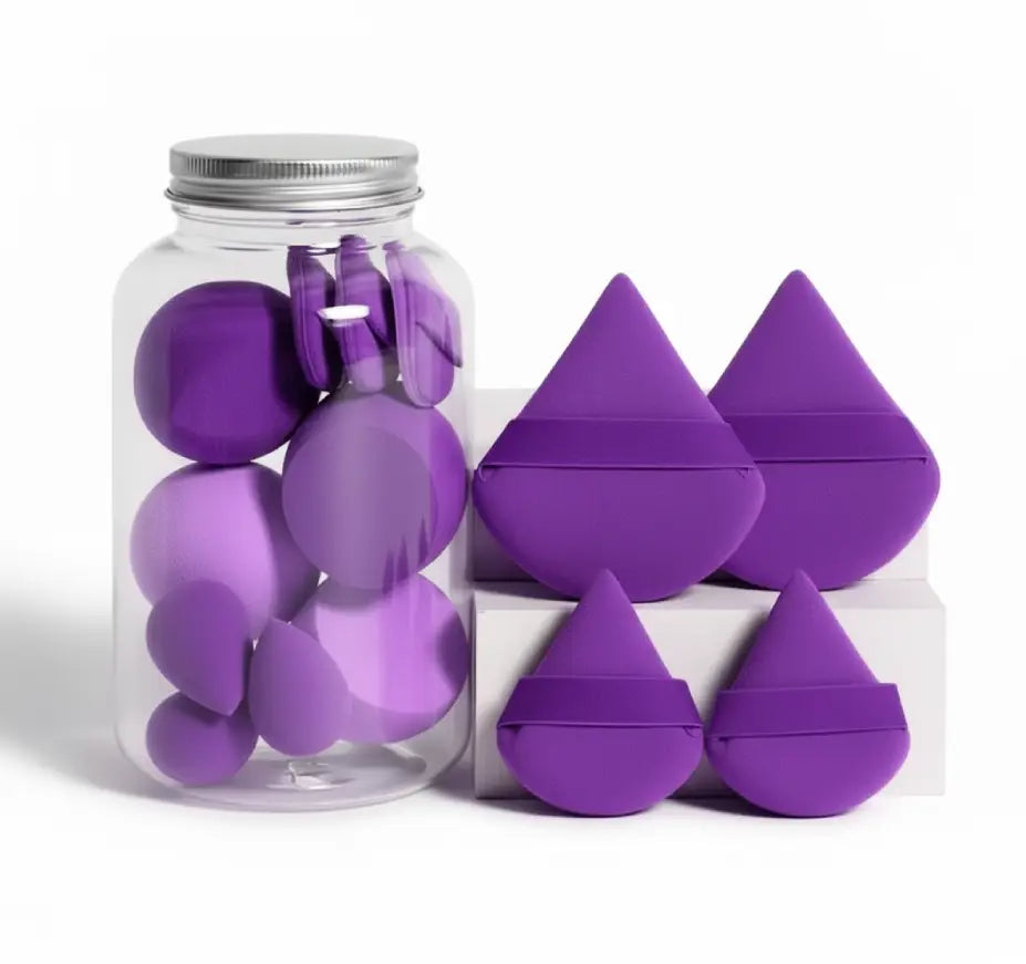 ChicSetX™ HydroBlend Hydrophilic Polyurethane Makeup Sponge Set – Round Bottle Kit (14 Pcs)  Sets & Bundles ChicstyleX.