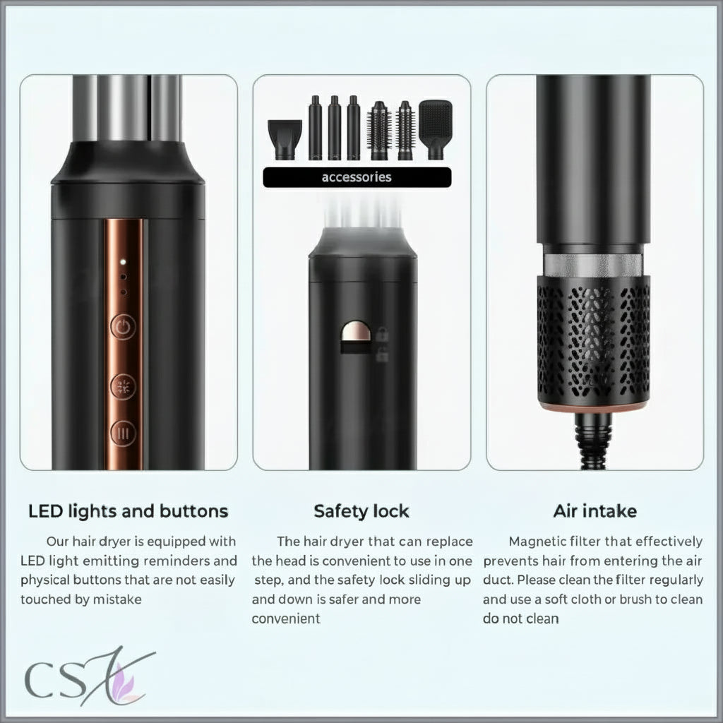 TresslockX™ Multifunctional 6in1 High-Speed Brushless Hair Dryer | Intelligent Alternating Hot & Cold Air Styling Tool (100,000 RPM) Hair Dryer - ChicstyleX