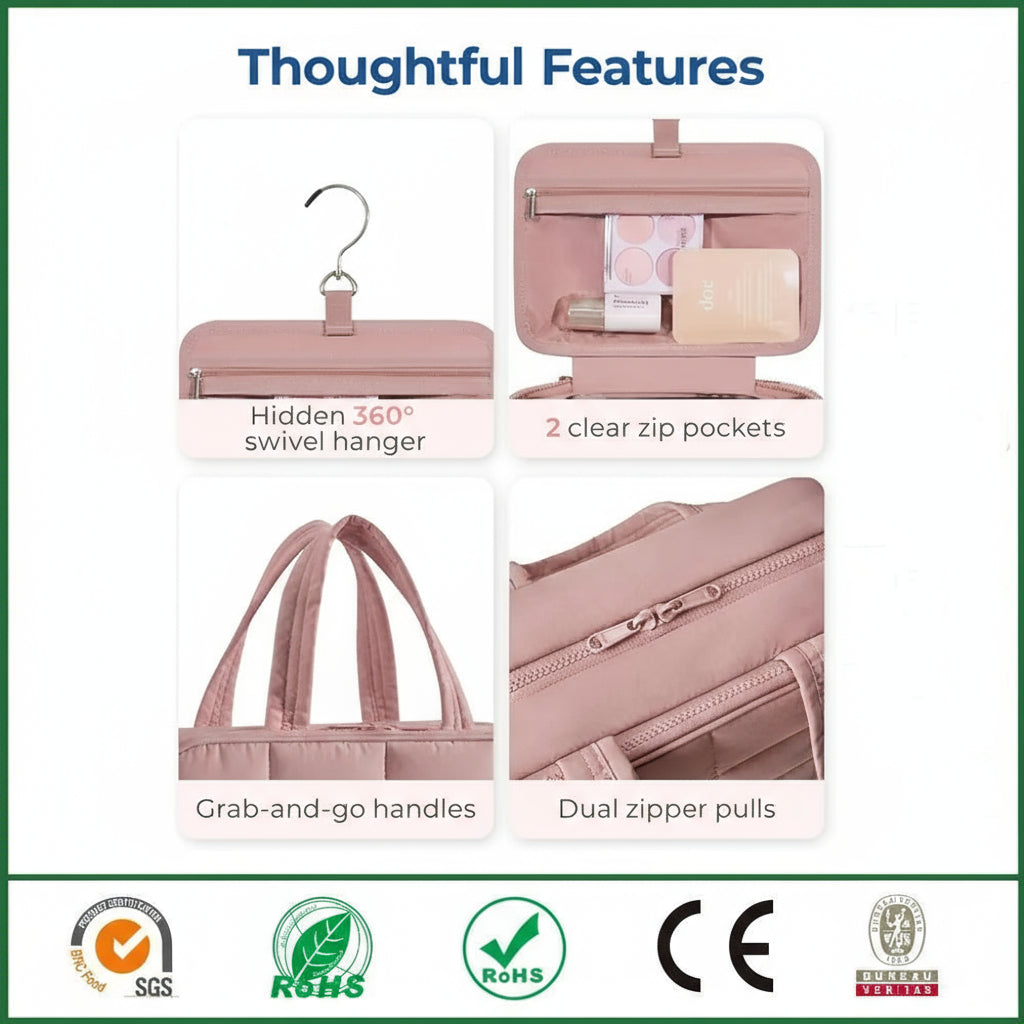 GlamLuxeX™ Waterproof Flannel Cosmetic Bag – Large-Capacity Travel Makeup Organizer